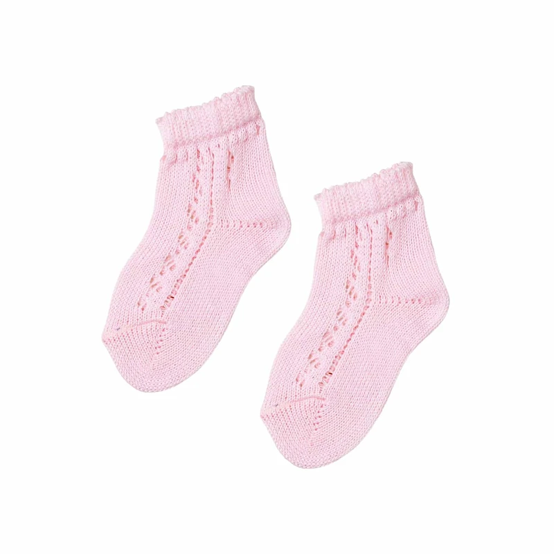 גרב קצרה מחוררת צבע ורוד בייבי