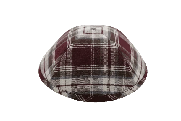 כיפה משובצת בגווני בורדו בז'