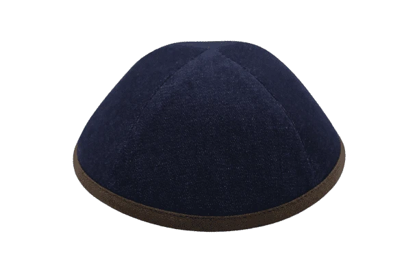 כיפה מבד ג'ינס סרט פשתן חום