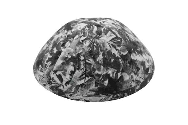 כיפה הדפס עלים בגווני שחור לבן