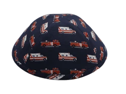 כיפה צבע כחול הדפסי כבאית