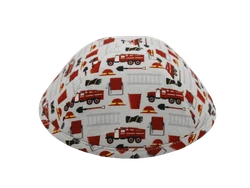 כיפה רקע לבן הדפסי כבאית