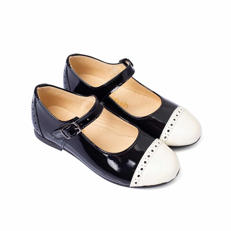 נעל בלרינה לוחות הברית צבע שמנת שחור