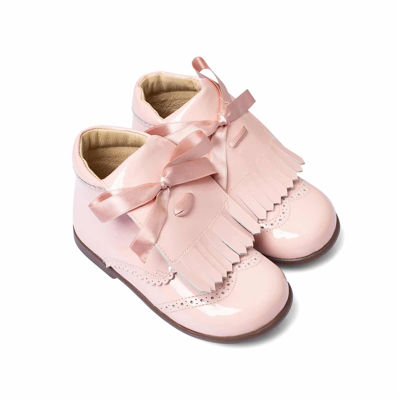 נעל תינוקות לשונית פרנזים ופפיון ורוד בייבי