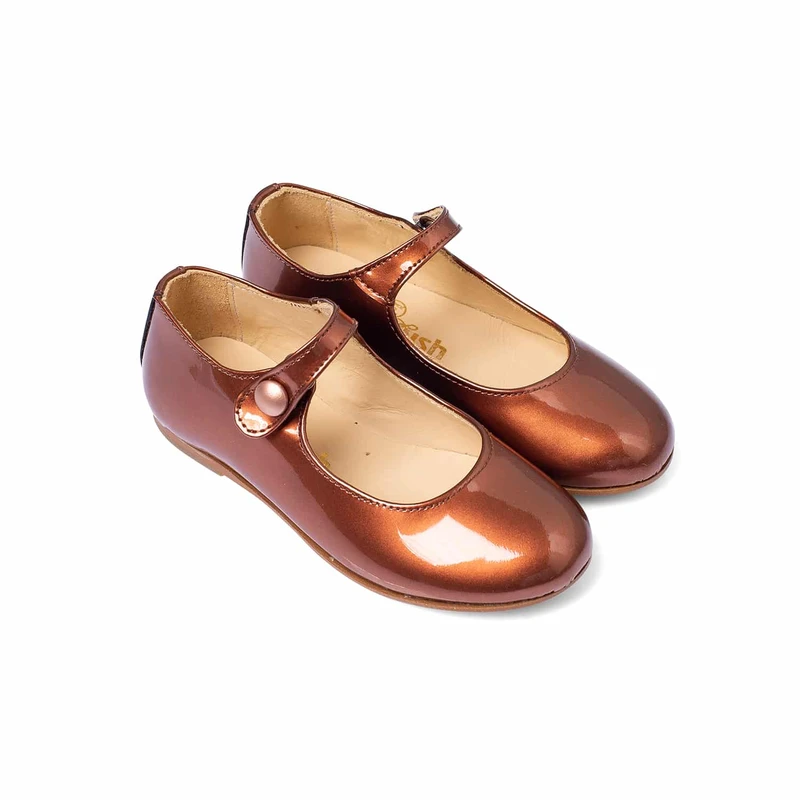 נעל בלרינה צבע נחושת סגירת תיק תק