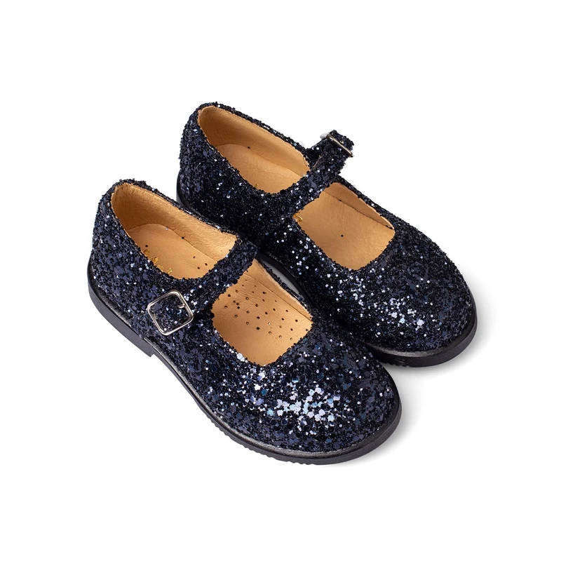 נעל בובה נצנץ כחול סגירת אבזם