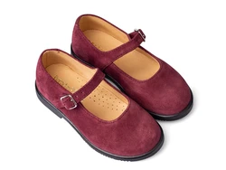 נעל בובה צבע בורדו עור זאמש