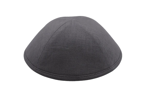 כיפה מבד פשתן צבע אפור