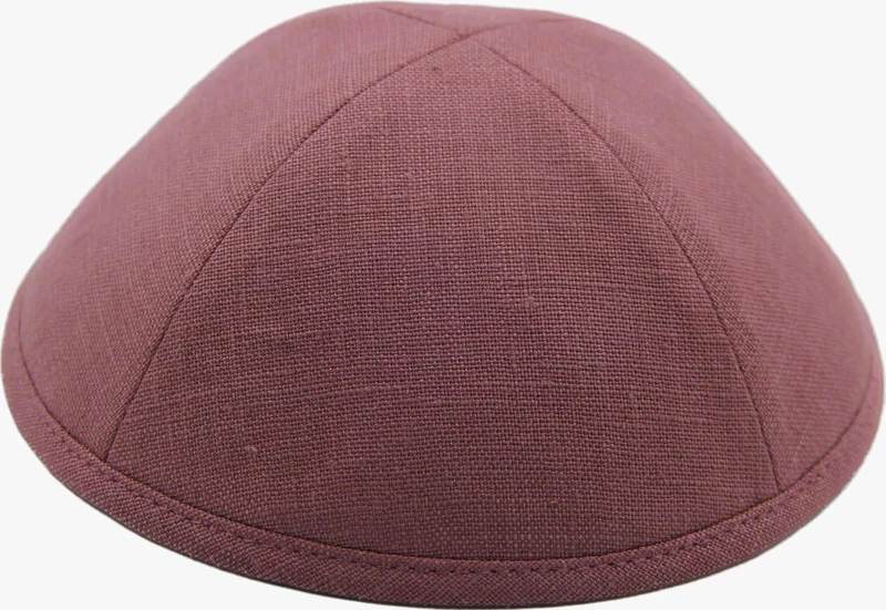 כיפה מבד פשתן צבע ורוד עתיק