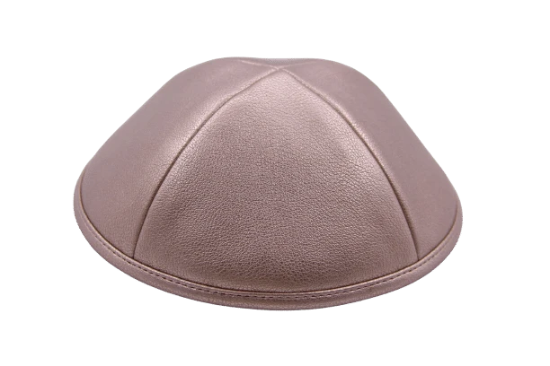 כיפה מבד עור צבע רוז גולד