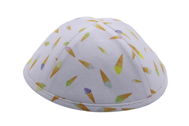 כיפה רקע לבן הדפס גלידה