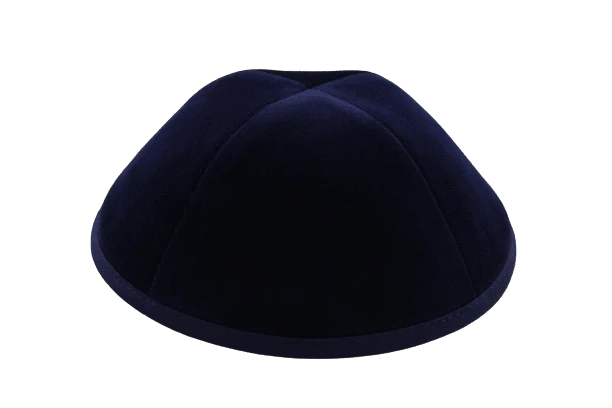 כיפה מבד קטיפה צבע כחול עמוק