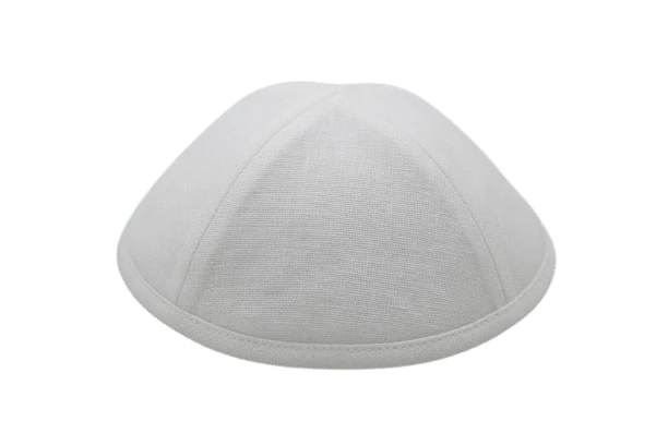 כיפה מבד פשתן צבע לבן
