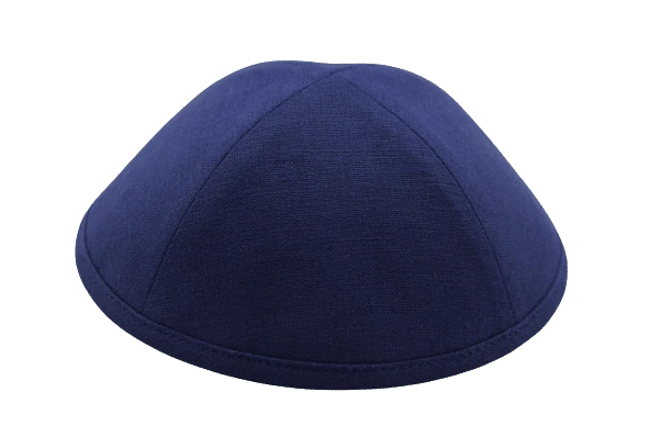 כיפה מבד פשתן צבע כחול