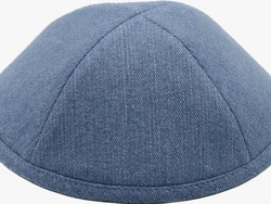 כיפה מבד גינס צבע תכלת בהיר