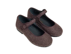 נעל בלרינה צבע חום צמר סגירת תיק תק