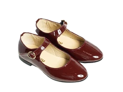 נעל בלרינה צבע חום יין סגירת אבזם