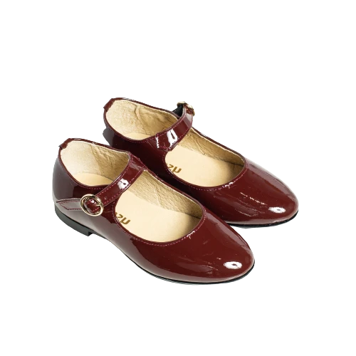 נעל בלרינה צבע חום יין סגירת אבזם