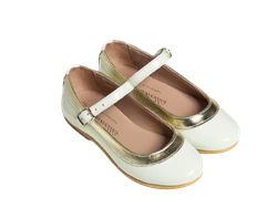 נעל בובה שמנת סיומת זהב