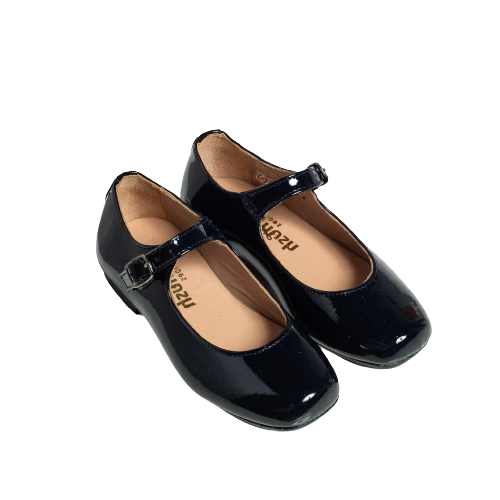 נעל בלרינה סגירת אבזם צבע כחול נייבי