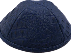 כיפה מבד עור צבע כחול