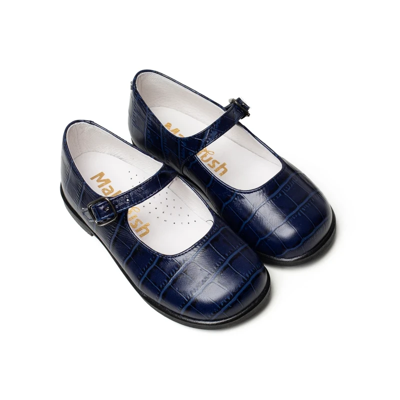 נעל בובה צבע כחול מנוחש