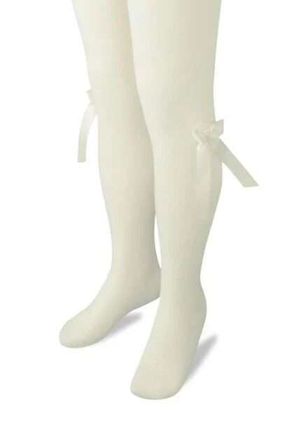 גרביון עם פפיון בברך צבע לבן