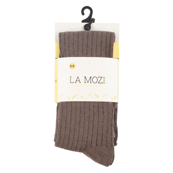 גרביון כותנה פסים צבע חום