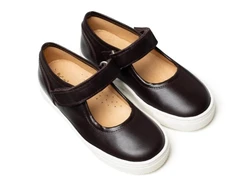 נעל סניקרס בובה חום כהה סגירת סקוץ בנות