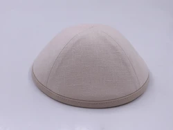 כיפה פשתן צבע שמנת סרט עור