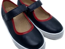 נעל סניקרס בובה כחול אדום סגירת סקוץ בנות