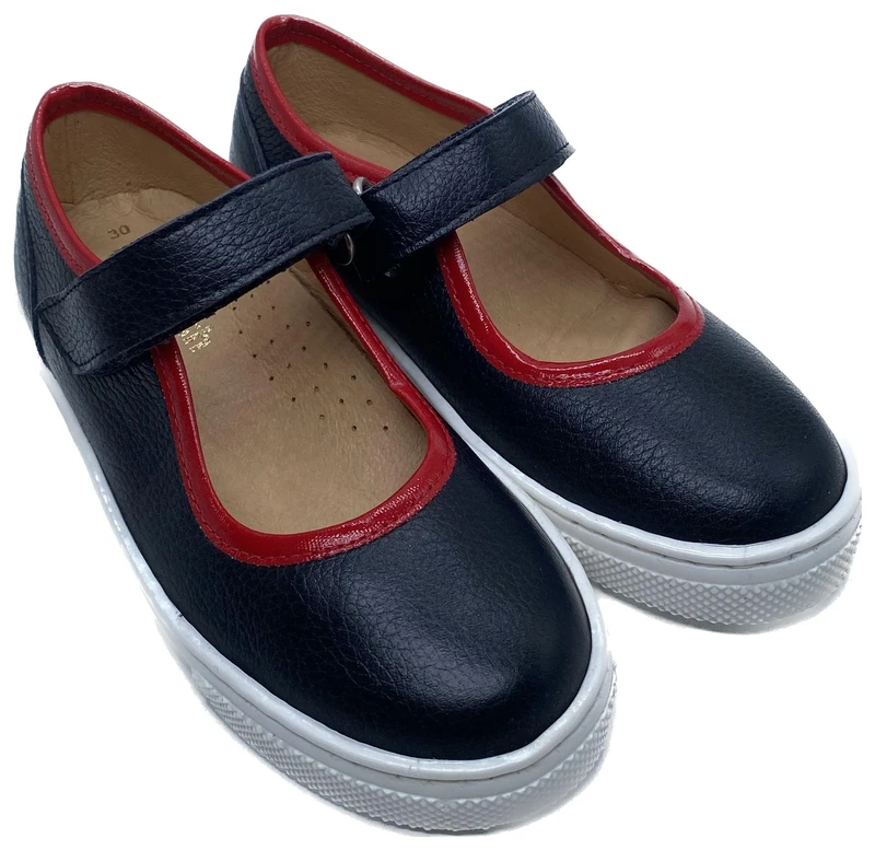 נעל סניקרס בובה כחול אדום סגירת סקוץ בנות