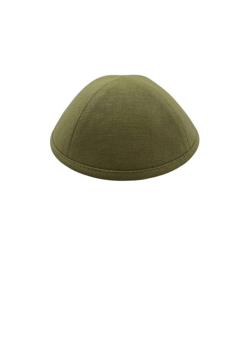 כיפה מבד פשתן צבע ירוק