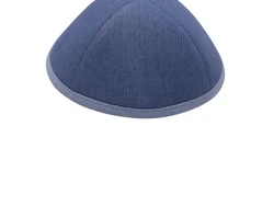 כיפה מבד גינס צבע כחול סרט תכלת