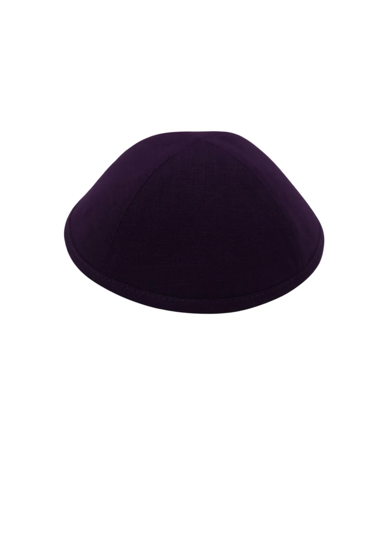 כיפה מבד פשתן צבע סגול