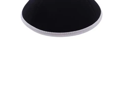 כיפה מבד כותנה צבע שחור סרט כסף