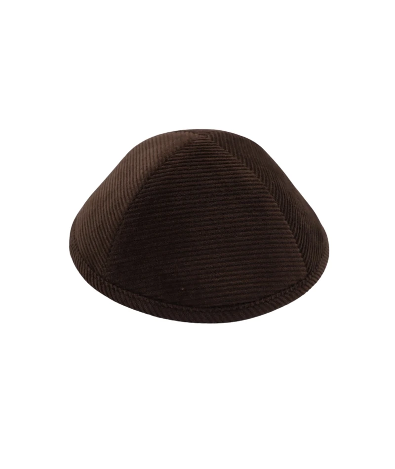 כיפה מבד קורדרוי צבע חום